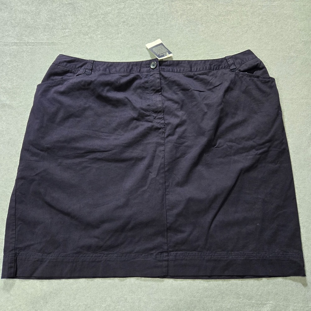 NWT Lands End Mini Straight Skirt Womens 26W Black Stretch Slit Hem Slash Pocket